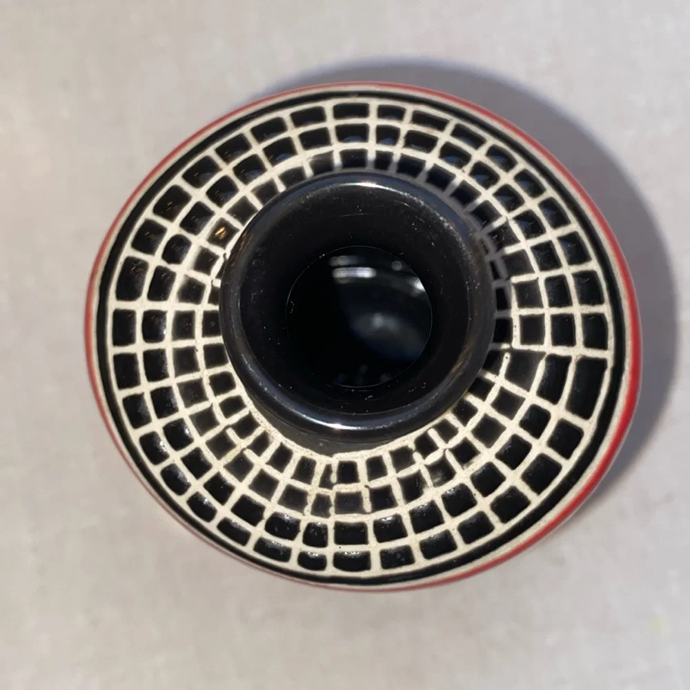 Pier 1 Imports Oriental Boho style‎ Bud Vase red black white